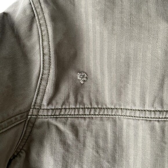 American Eagle Cropped Military Jacket Womens Sz XS Army Green Distressed Canvas - Picture 5 of 10